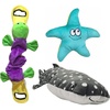 image:imageSnuggle Puppy Extra Large TenderTuffs Plush Dog Toys Bundle  Whale Shark Tug Platypus and Starfish  Tough Marine Animal Squeaky Toys