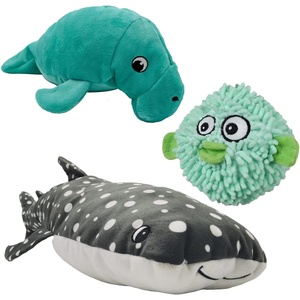 image:imageSmartPetLove Snuggle Puppy TenderTuffs Extra Large Plush Dog Toys Bundle  Manatee Pufferfish and Whale Shark  Tough Marine Animal Squeaky Toys